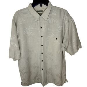 CABANA MEN TAN BUTTON UP 100% SILK SHIRT WITH BUTTONED FRONT POCKET SIZE LARGE
